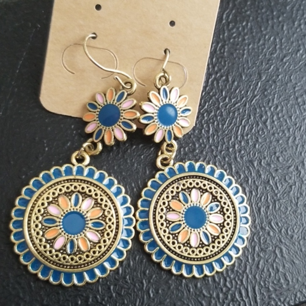 ❤Vintage Ethnic Oil Drop statment Earrings❤ - Picture 2 of 6